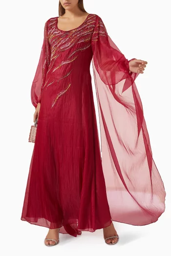 فستان بكاب وتطريزات بالترتر أورجانزا