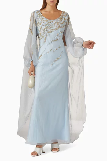 فستان بكاب وتطريزات بالترتر أورجانزا