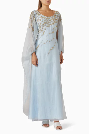 فستان بكاب وتطريزات بالترتر أورجانزا