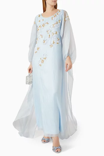 فستان بكاب وتطريزات بالخرز أورجانزا