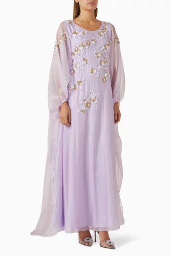 فستان بكاب وتطريزات بالخرز أورجانزا