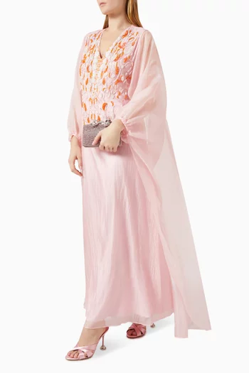 فستان بكاب وتطريزات بالخرز أورجانزا