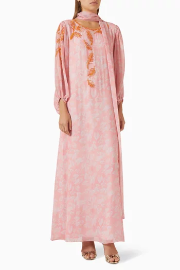 فستان بشال وتطريزات بالخرز أورجانزا