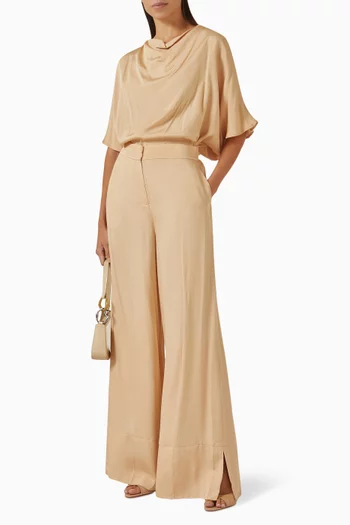 Draped Top & Pants Set in Viscose Blend