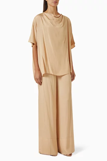 Draped Top & Pants Set in Viscose Blend