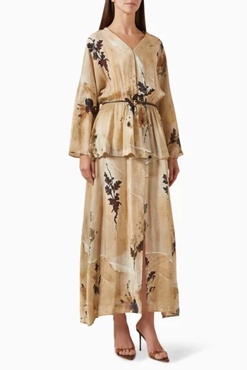 Printed Peplum Maxi Dress