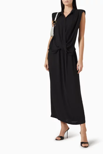Cowl-neckline Shirt Maxi Dress