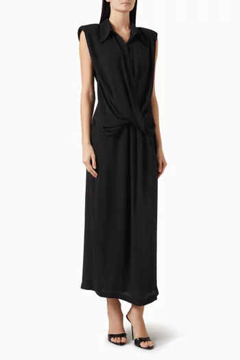 Cowl-neckline Shirt Maxi Dress