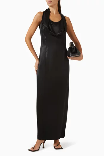 Draped-neck Maxi Dress in Rayon