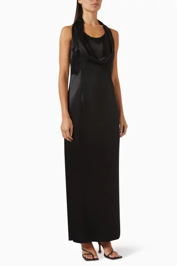 Draped-neck Maxi Dress in Rayon