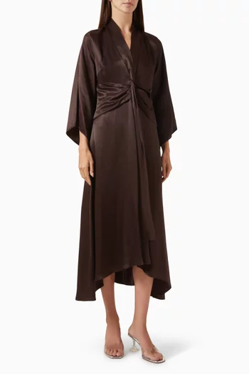 Cinched Midi Dress in Rayon