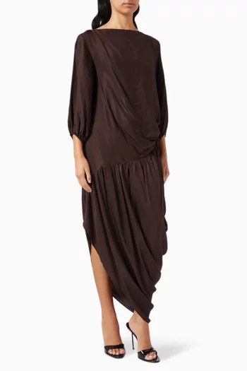 Draped Slit Dress in Rayon