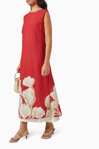 Floral-print Dress in Viscose Blend