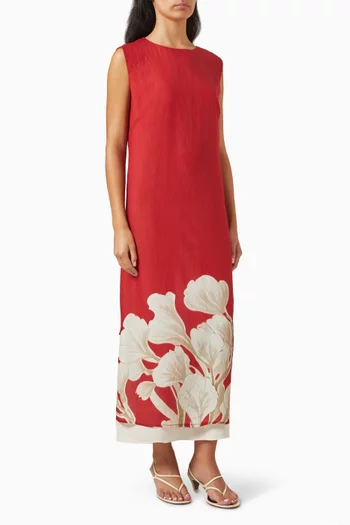 Floral-print Dress in Viscose Blend