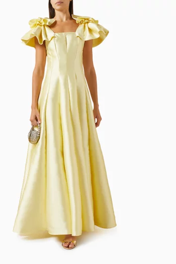 Panelled Gown in Satin