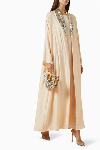 Shell-embellished Abaya Set