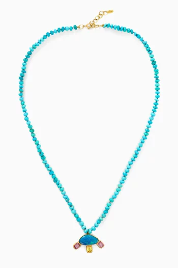 Turquoise Beads & Opal Necklace in 18kt Gold