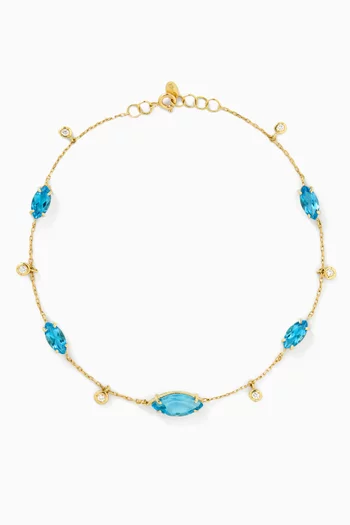 Topaz & Diamond Station Anklet in 18kt Gold