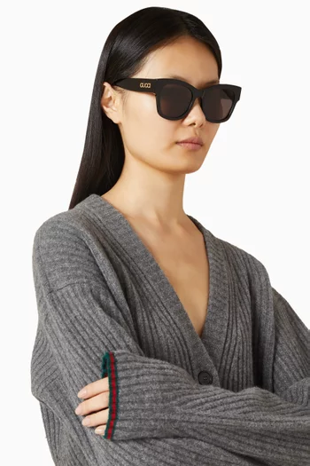 Lacquered Square Sunglasses in Acetate