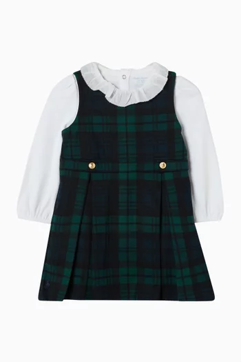 Bodysuit & Plaid Ponte Dress Set in Cotton