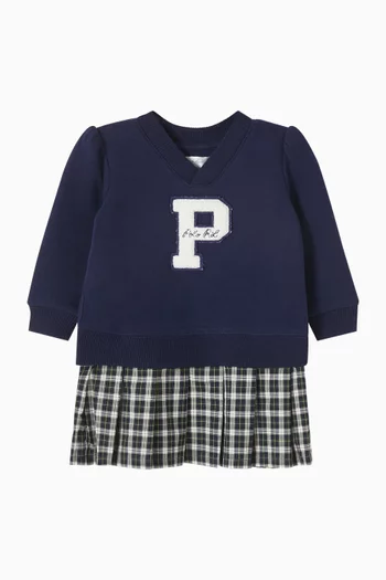 فستان بنمط سويت شيرت بنقشة مربعات