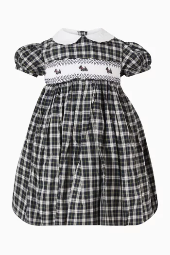 فستان بقصة واسعة بنقشة مربعات 