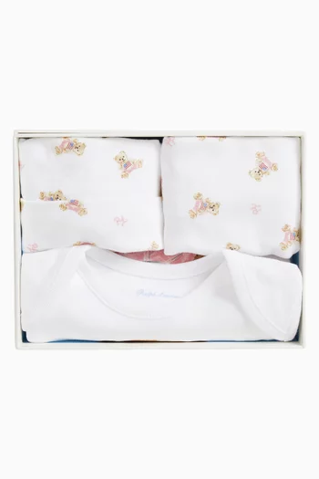 طقم هدايا لباس قطعة واحدة بولو وصدرية وقبعة بيني 