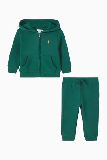 طقم بدلة رياضية بشعار لاعب البولو على الحصان مزيج قطن