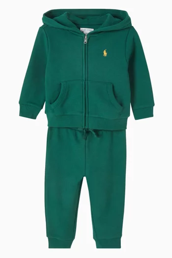 طقم بدلة رياضية بشعار لاعب البولو على الحصان مزيج قطن