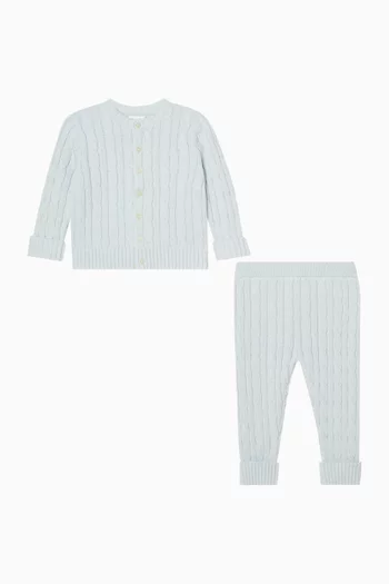 Cable-knit Sweater & Pants Set in Cotton