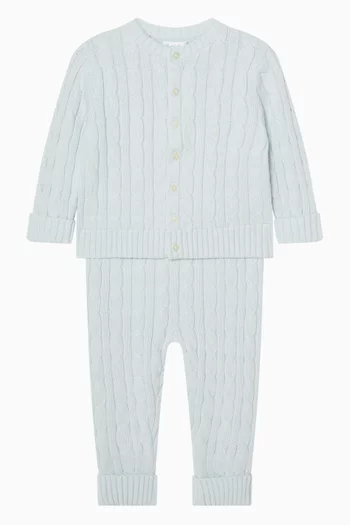 Cable-knit Sweater & Pants Set in Cotton