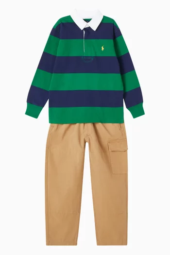 Striped Rugby Polo Shirt in Cotton