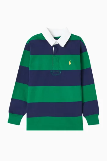 Striped Rugby Polo Shirt in Cotton