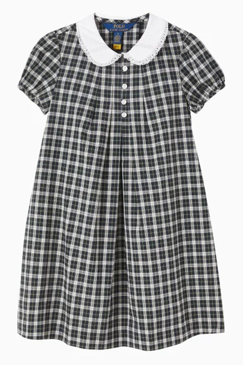 فستان واسع بنقشة مربعات قطن 