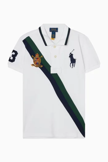 Stripe Logo Polo Shirt in Cotton