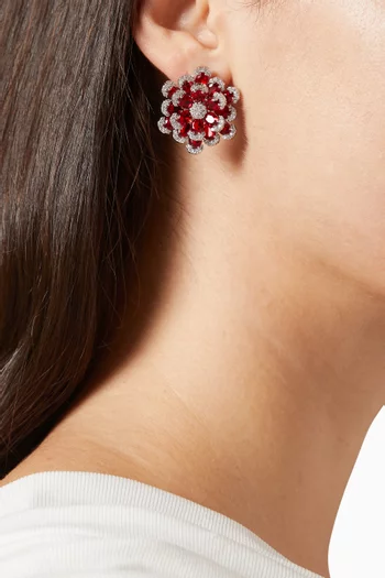 أقراط بيوني مرصعة فضة إسترلينية