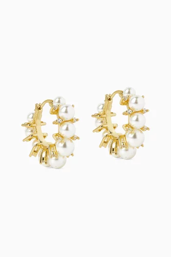 Leya Pearl Hoop Earrings in 18kt Gold-plated Brass