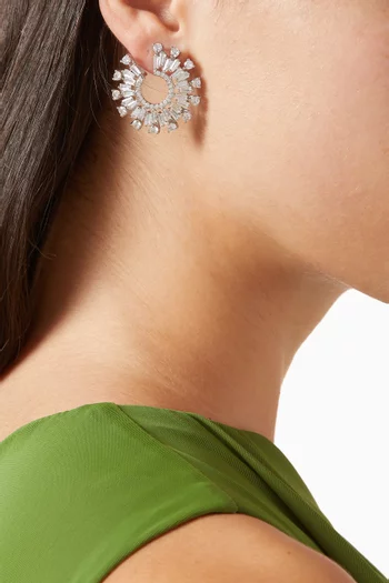 أقراط هيرينا دائرية مرصعة فضة إسترلينية