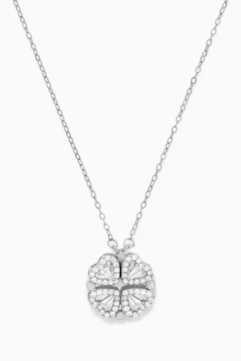 Cara Heart Clover Versatile Pendant Necklace in Sterling Silver