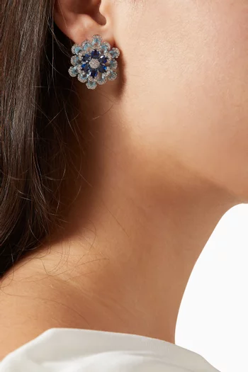 أقراط بيوني مرصعة فضة إسترلينية