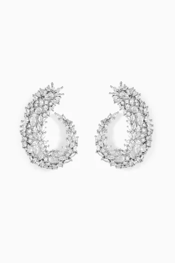 Siena Cluster Stud Earrings in Rhodium-plated Brass
