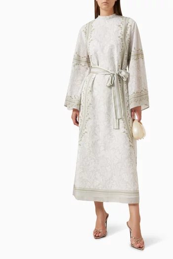 Marina Printed Maxi Dress in Linen