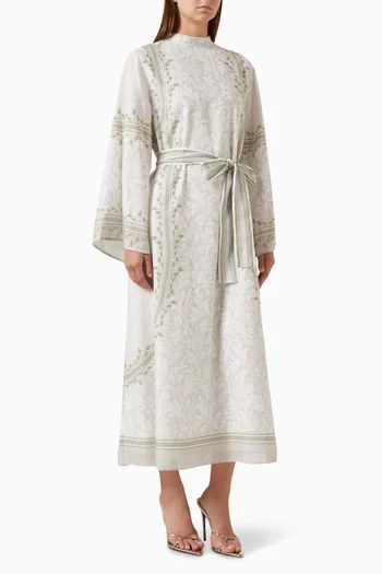 Marina Printed Maxi Dress in Linen