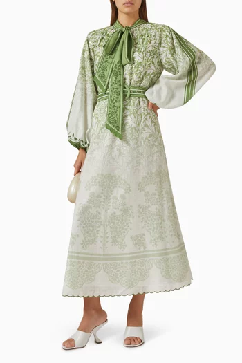 Celio Printed Maxi Dress in Linen