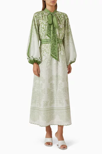 Celio Printed Maxi Dress in Linen