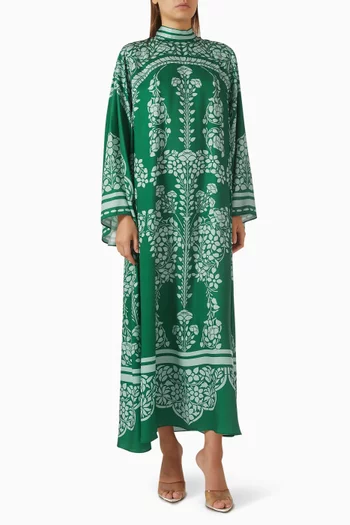 Olia Printed Maxi Dress in Satin-twill