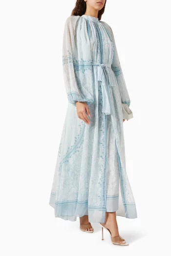 Maravine Belted Maxi Dress in Chiffon