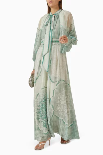 Arthea Belted Maxi Dress in Chiffon
