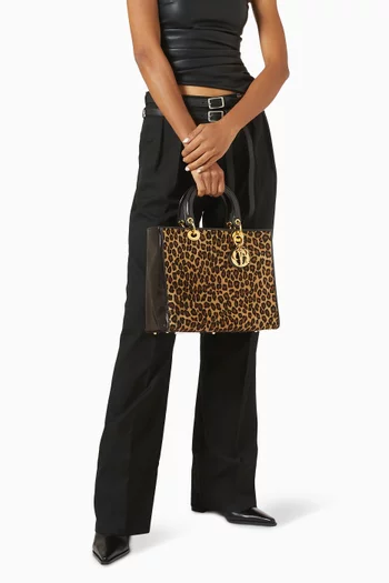 1997 Large Lady Dior Leopard-print Bag in Leather