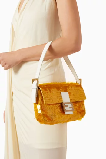 2022 Baguette Shoulder Bag in Sequin & Leather